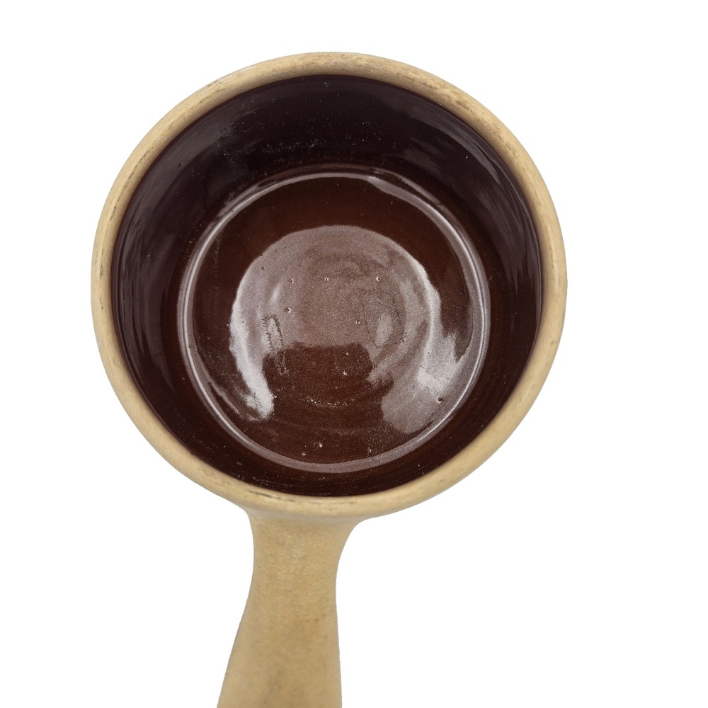 Vintage Brown Glazed Stoneware Handled Soup‎ Bowl Rustic Pottery Crock